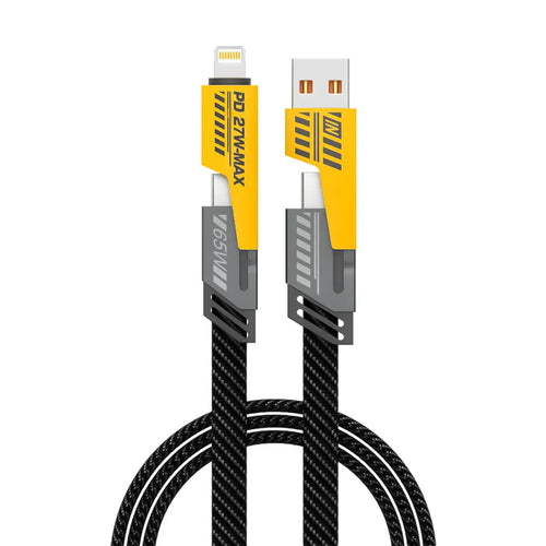 65W Fast Charging Cable 4 in 1 Silver Metal (Original)