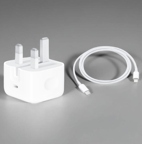 Apple 20W Power Adapter 3 Pin USB-C (Original) + USB-C To Lightning Cable 1 Meter (Original)